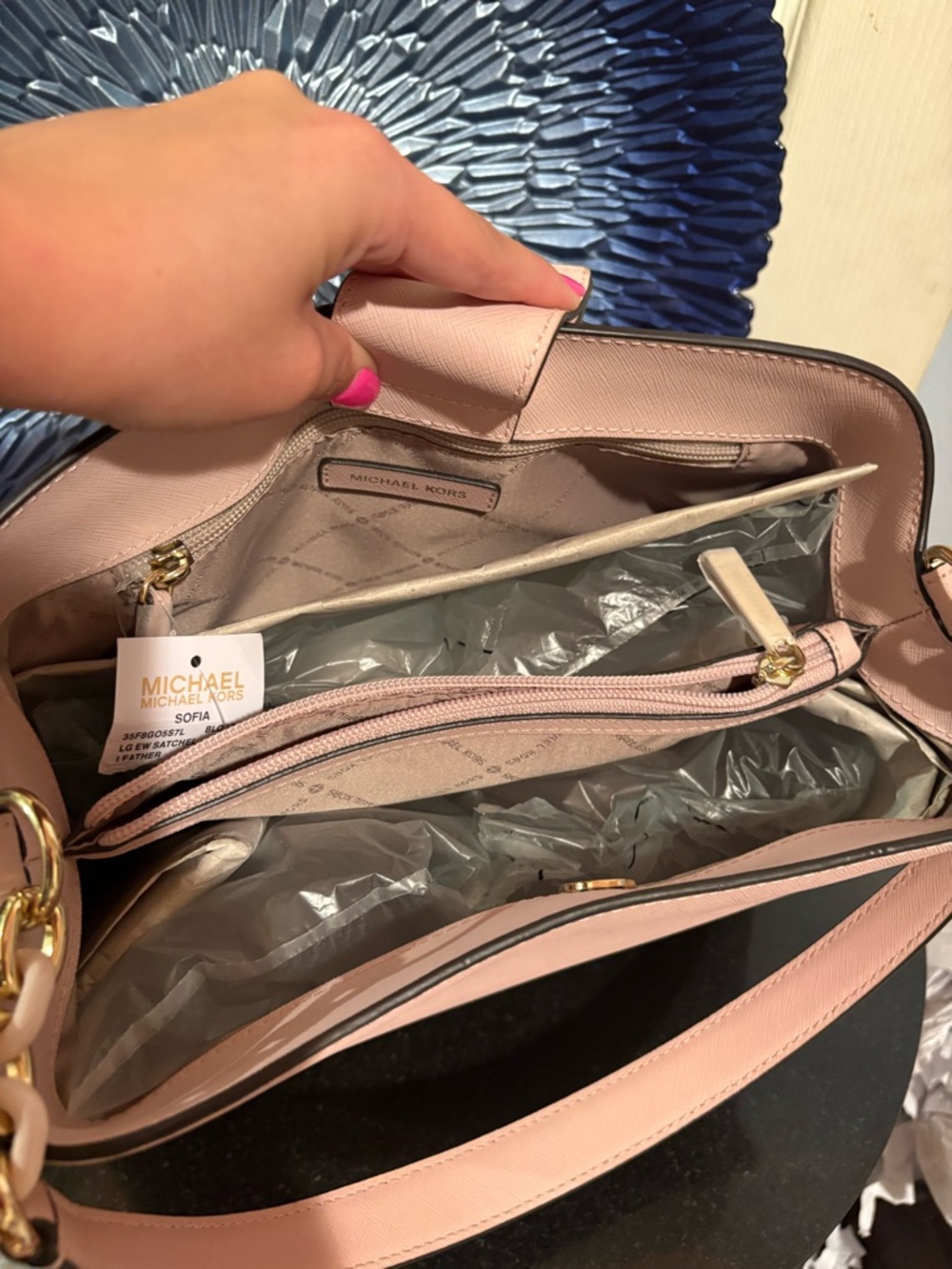 Michael Kors New Blush Pink Saffiano Leather Shoulder Bag w/ Crossbody Strap - Picture 4 of 5
